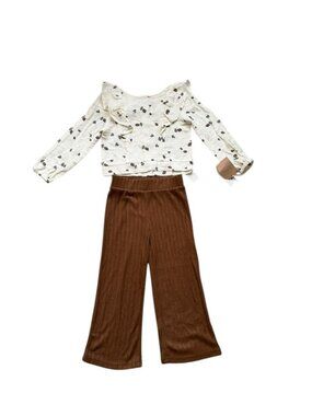 Grayson Collective Girls 4T Leaf Print 2 Piece Outfit Set NWT